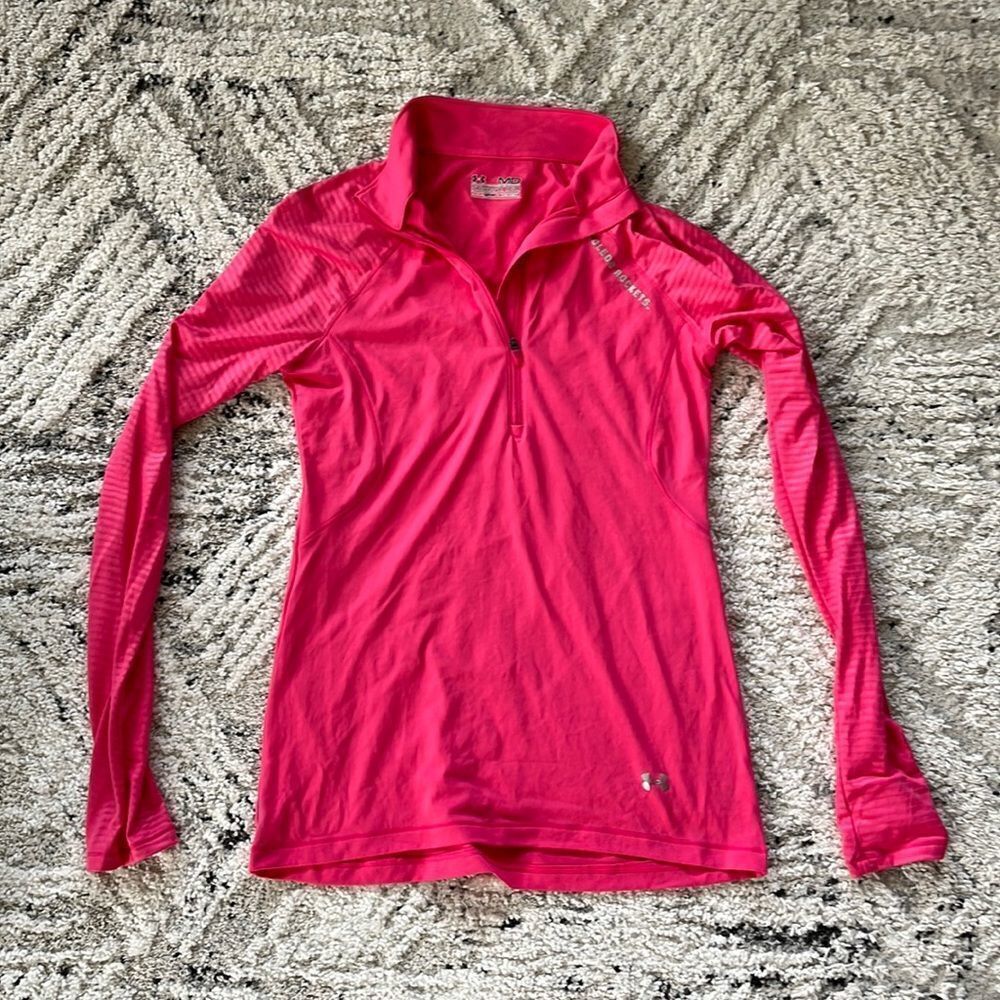 Pink Under Armour Heat Gear Track Jacket Zip Up